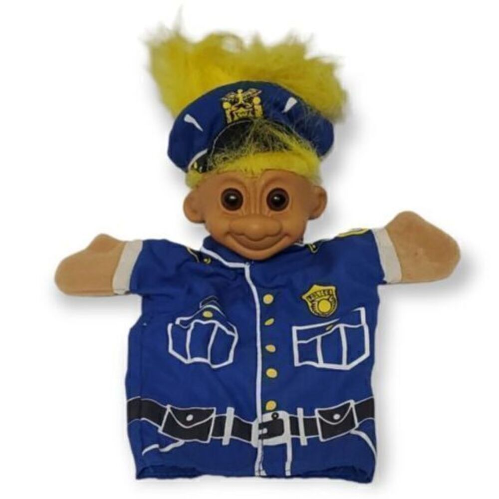 Russ Treasure Troll Police Officer Cop Toy Hand Puppet 10" Long Vintage